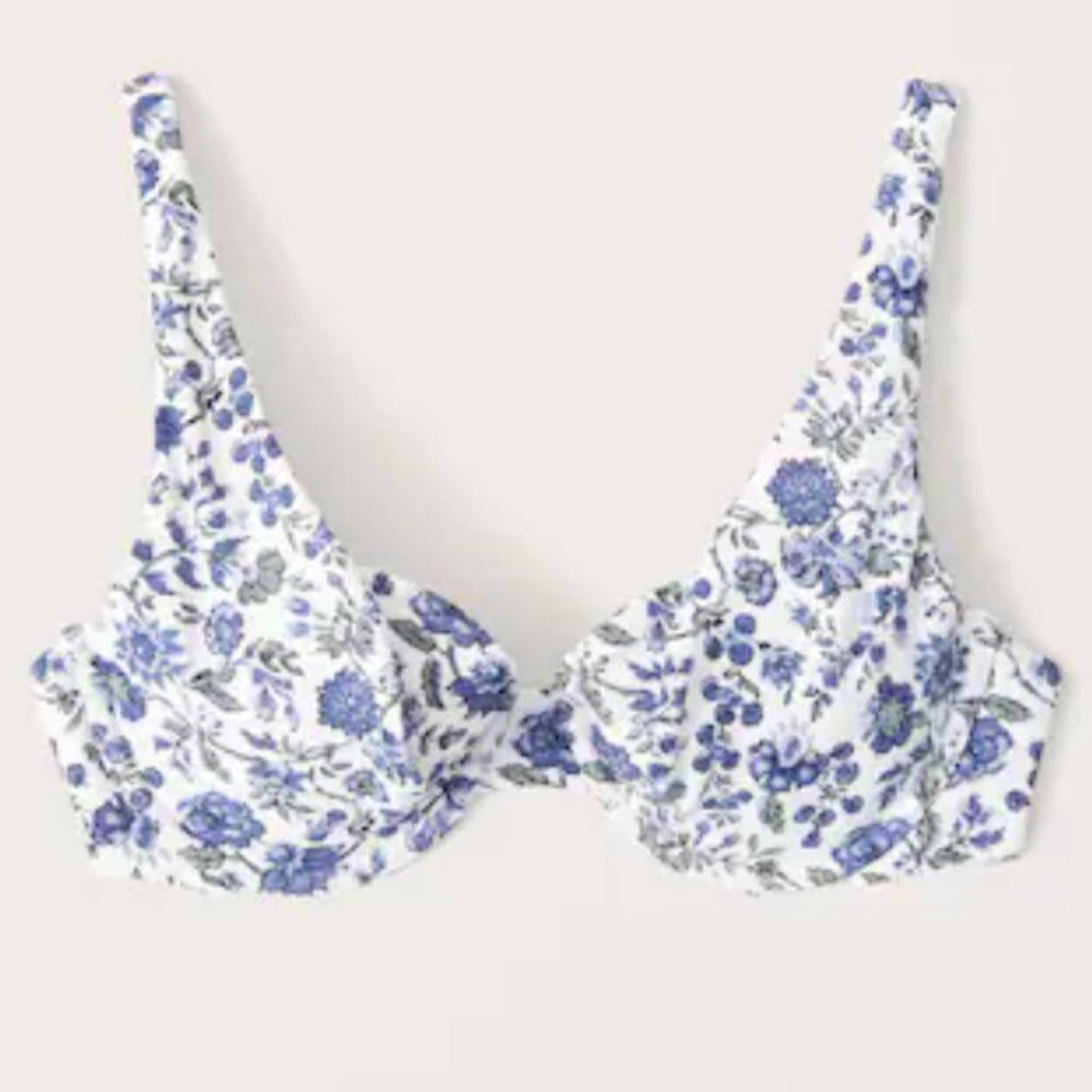 Abercrombie and Fitch Underwire Blue Floral Bikini Top NWT M